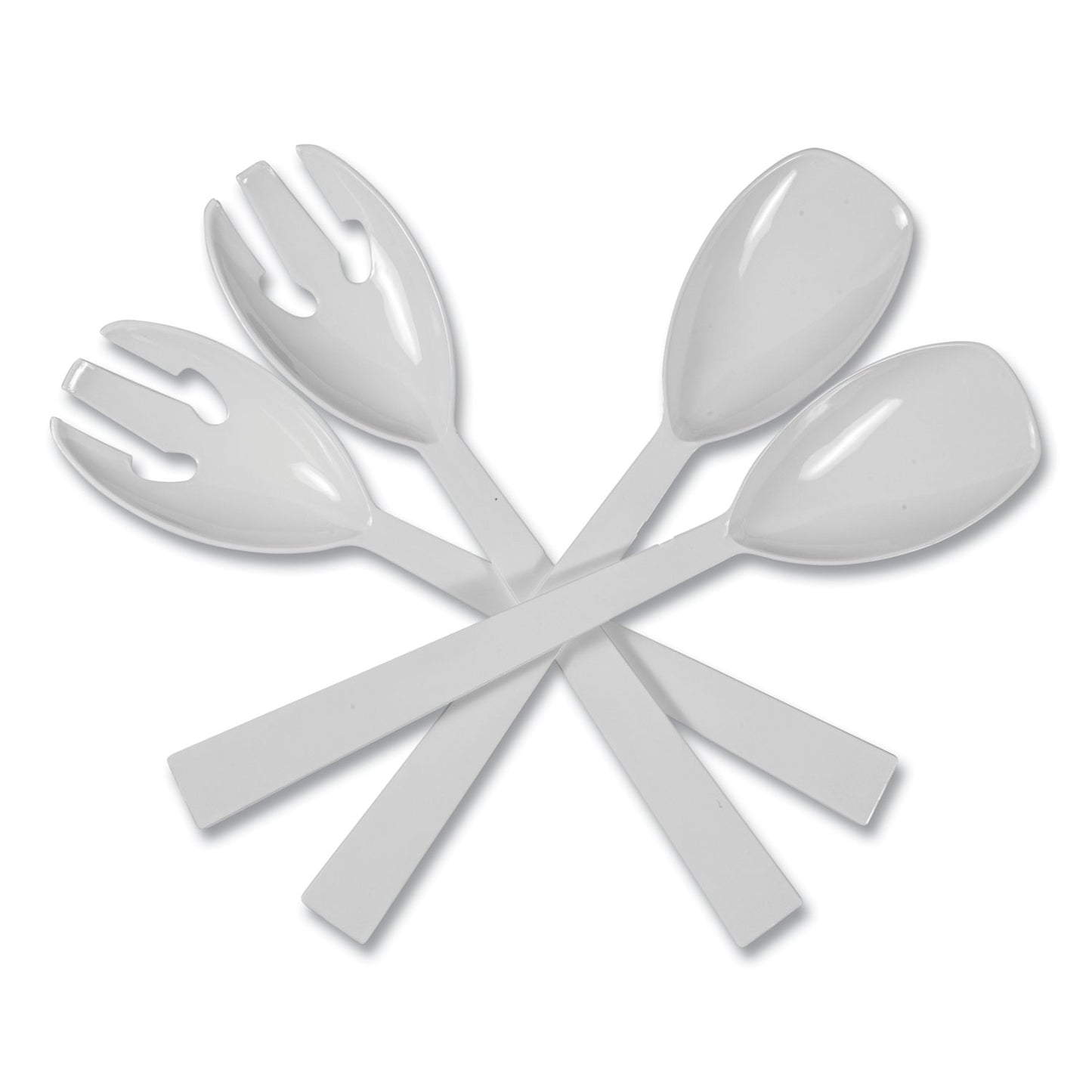 Tablemate Table Set Plastic Serving Forks and Spoons, White, 24 Forks, 24 Spoons per Pack (W95PK4)