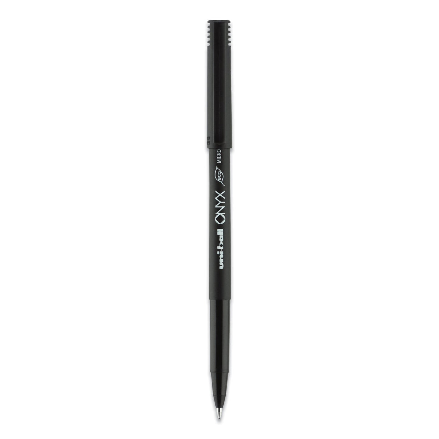 uni-ball ONYX Roller Ball Pen, Stick, Extra-Fine 0.5 mm, Black Ink, Black Barrel, Dozen (60040)