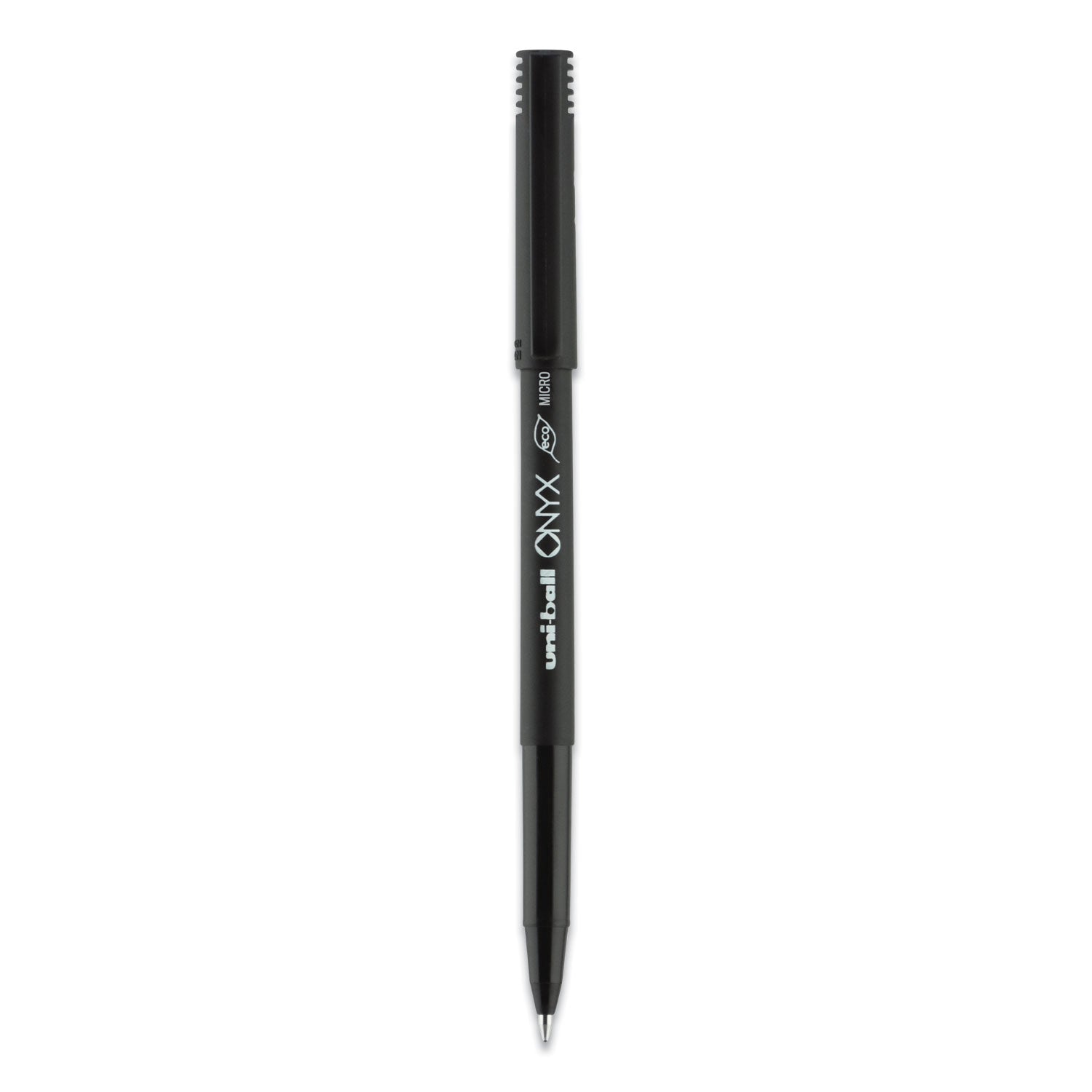 uni-ball ONYX Roller Ball Pen, Stick, Extra-Fine 0.5 mm, Black Ink, Black Barrel, Dozen (60040)