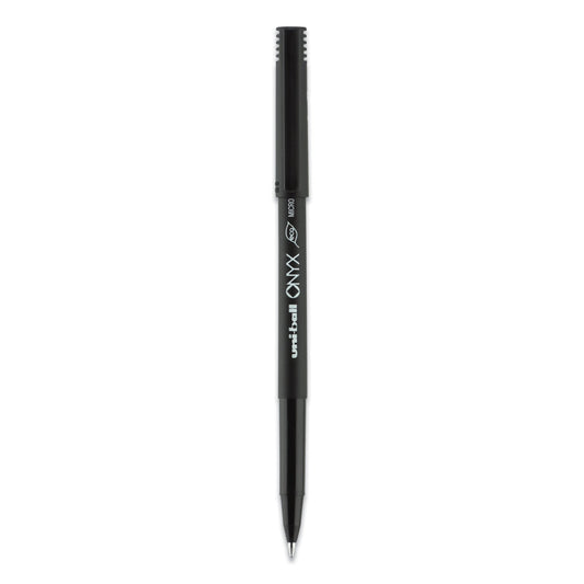 uni-ball ONYX Roller Ball Pen, Stick, Extra-Fine 0.5 mm, Black Ink, Black Barrel, Dozen (60040)