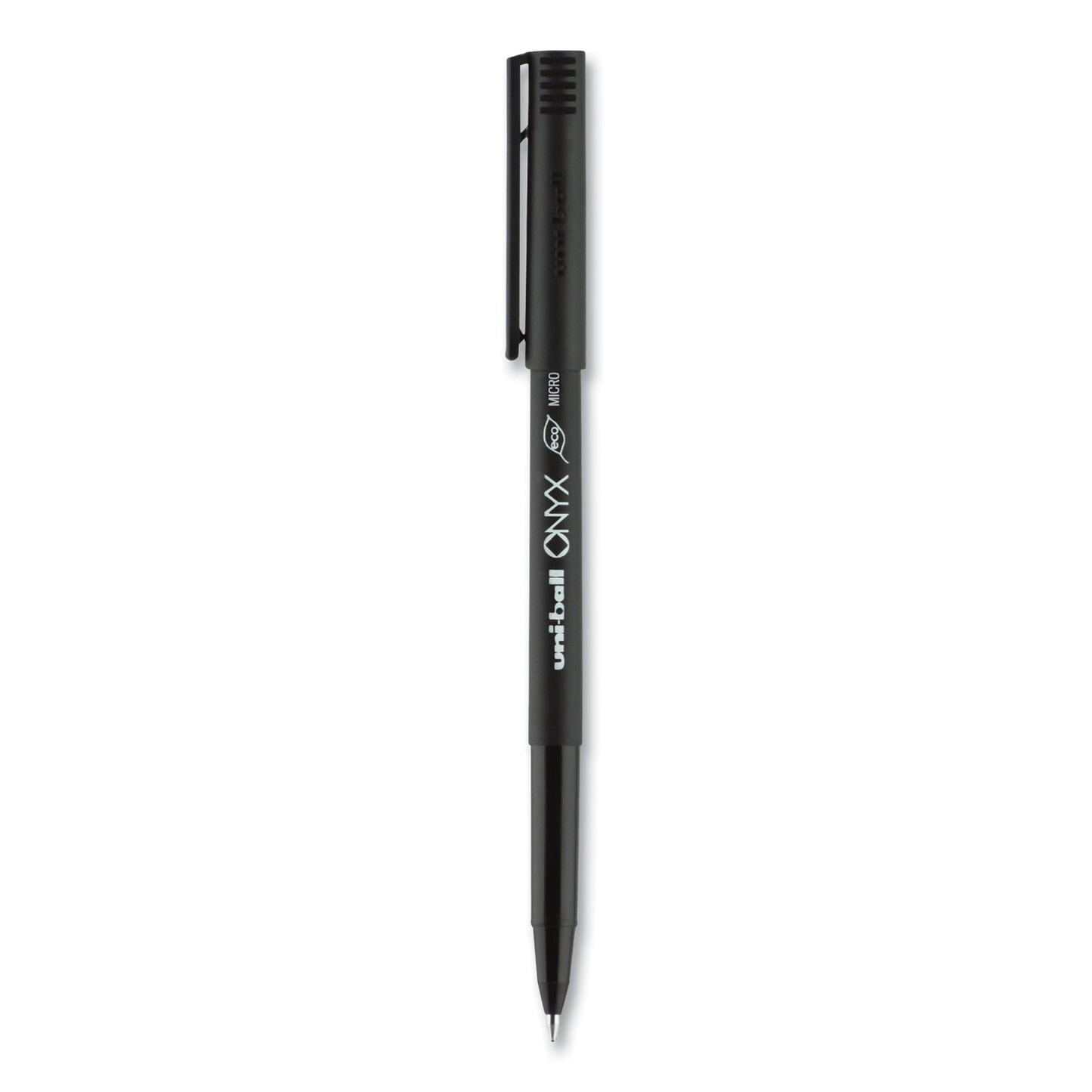 uni-ball ONYX Roller Ball Pen, Stick, Extra-Fine 0.5 mm, Black Ink, Black Barrel, Dozen (60040)