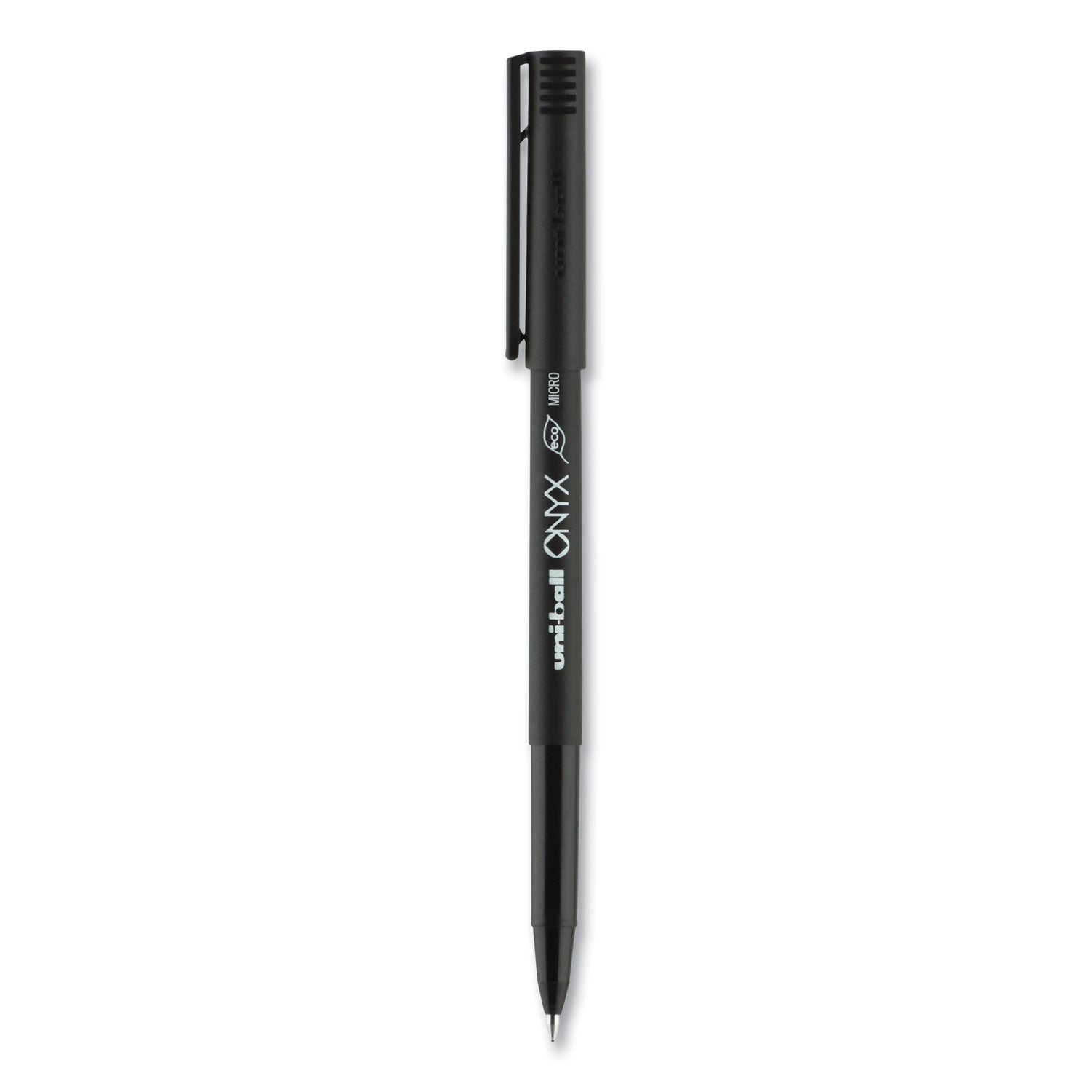 uni-ball ONYX Roller Ball Pen, Stick, Extra-Fine 0.5 mm, Black Ink, Black Barrel, Dozen (60040)