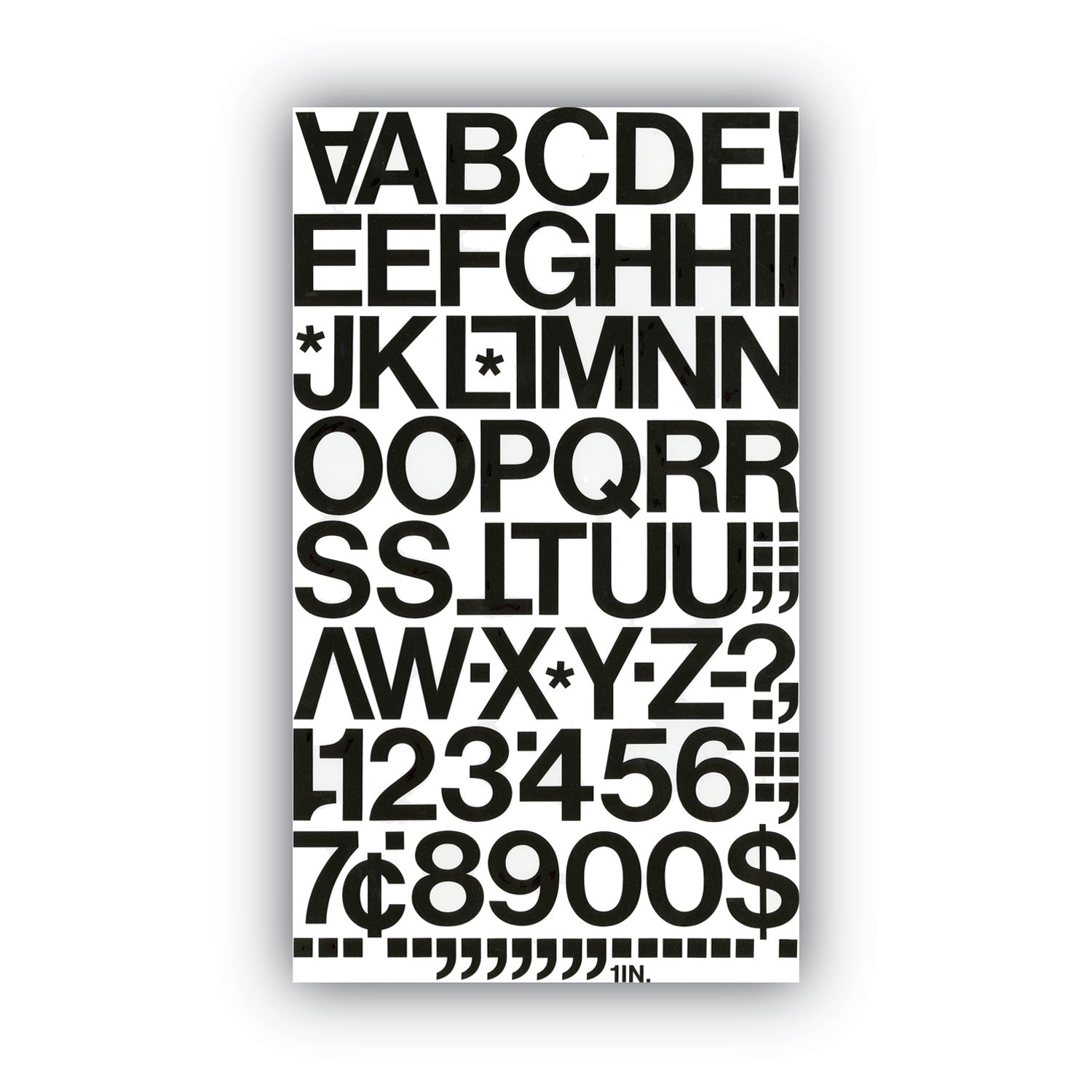 Chartpak Press-On Vinyl Letters and Numbers, Self Adhesive, Black, 1"h, 88/Pack (01030)