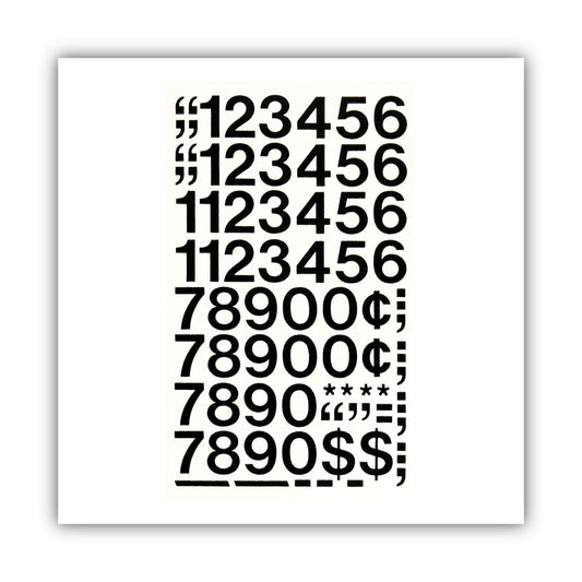 Chartpak Press-On Vinyl Numbers, Self Adhesive, Black, 1"h, 44/Pack (01130)