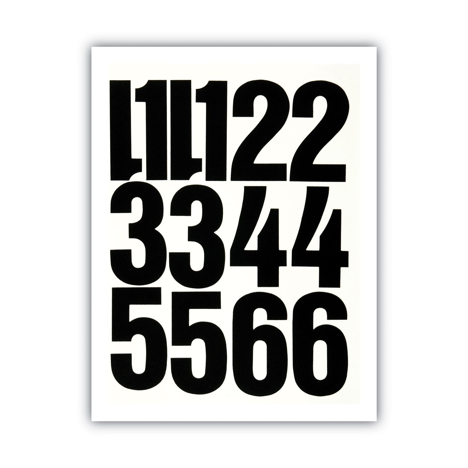 Chartpak Press-On Vinyl Numbers, Self Adhesive, Black, 4"h, 23/Pack (01193)