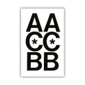 Chartpak Press-On Vinyl Uppercase Letters, Self Adhesive, Black, 3"h, 50/Pack (01070)