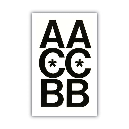 Chartpak Press-On Vinyl Uppercase Letters, Self Adhesive, Black, 3"h, 50/Pack (01070)