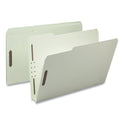 Smead Recycled Pressboard Fastener Folders, 3" Expansion, 2 Fasteners, Legal Size, Gray-Green Exterior, 25/Box (20005)