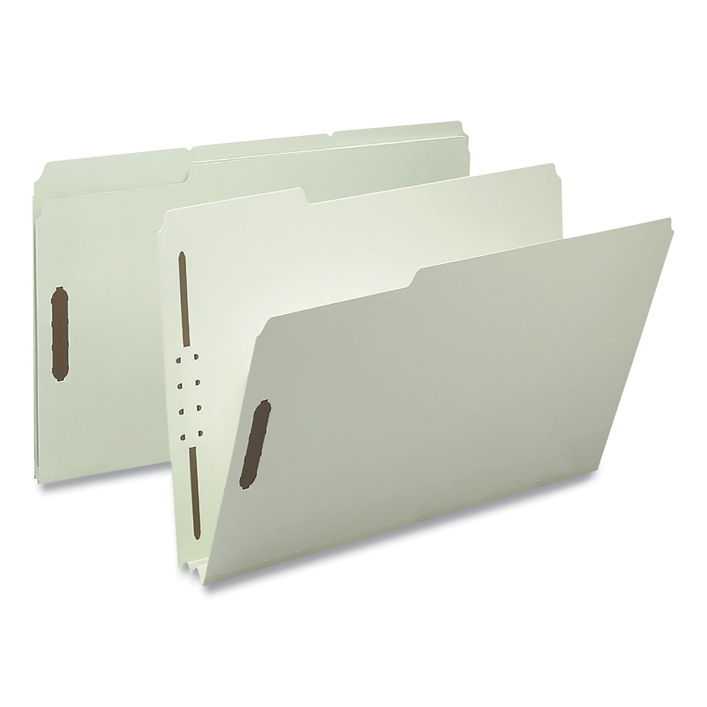 Smead Recycled Pressboard Fastener Folders, 3" Expansion, 2 Fasteners, Legal Size, Gray-Green Exterior, 25/Box (20005)