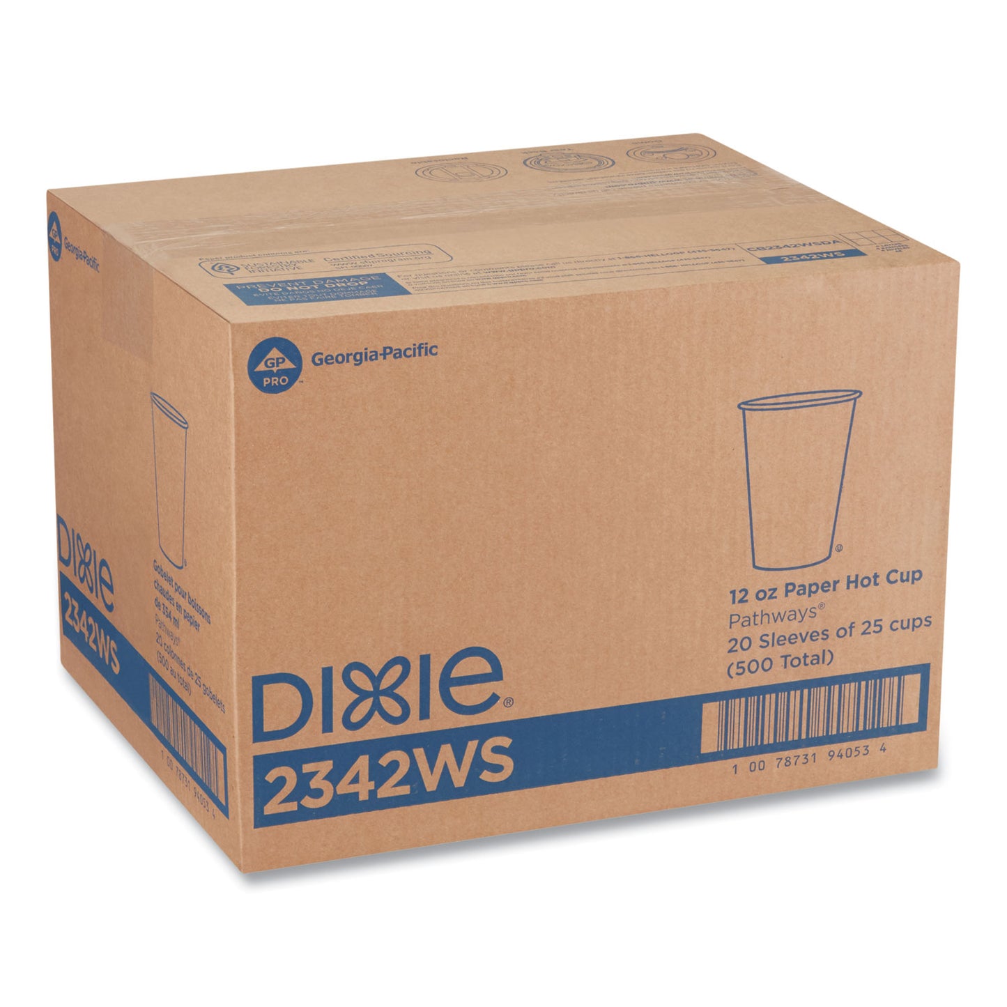 Dixie Pathways Paper Hot Cups, 12 oz, 25/Pack (2342WSPK)