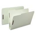 Smead Recycled Pressboard Fastener Folders, 2" Expansion, 2 Fasteners, Legal Size, Gray-Green Exterior, 25/Box (20004)