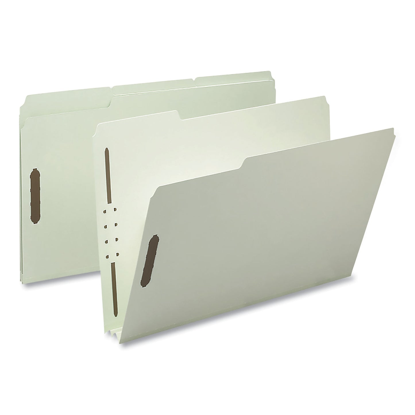 Smead Recycled Pressboard Fastener Folders, 2" Expansion, 2 Fasteners, Legal Size, Gray-Green Exterior, 25/Box (20004)