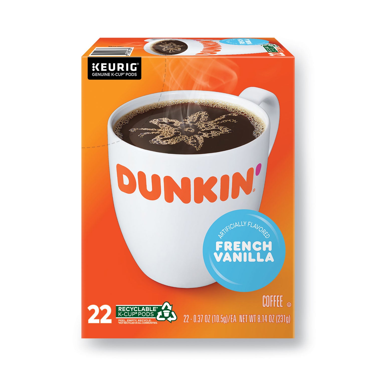 Dunkin Donuts K-Cup Pods, French Vanilla, 22/Box (0847)