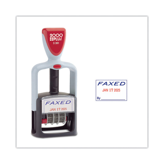 2000 PLUS Model S 360 Two-Color Message Dater, 1.75 x 1, "Faxed," Self-Inking, Blue/Red (011032)