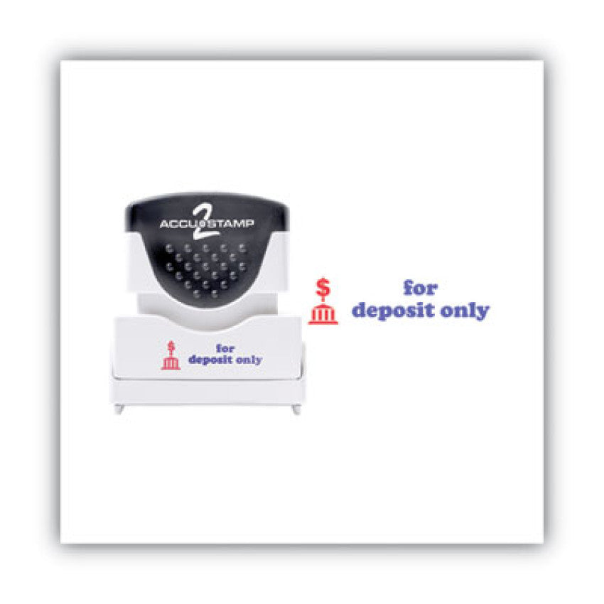 ACCUSTAMP Pre-Inked Shutter Stamp, Red/Blue, FOR DEPOSIT ONLY, 1.63 x 0.5 (035523)