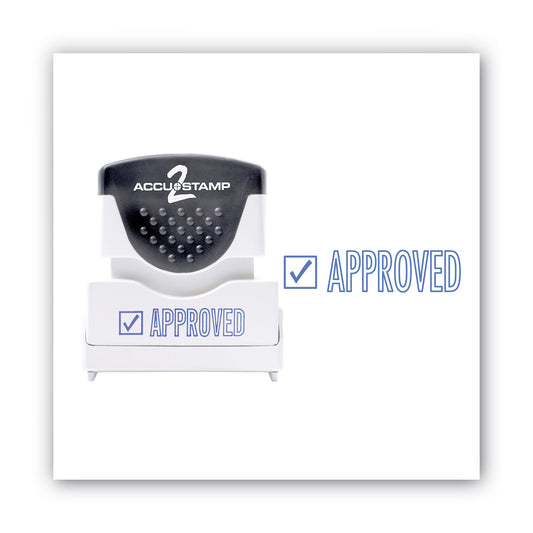 ACCUSTAMP Pre-Inked Shutter Stamp, Blue, APPROVED, 1.63 x 0.5 (035575)