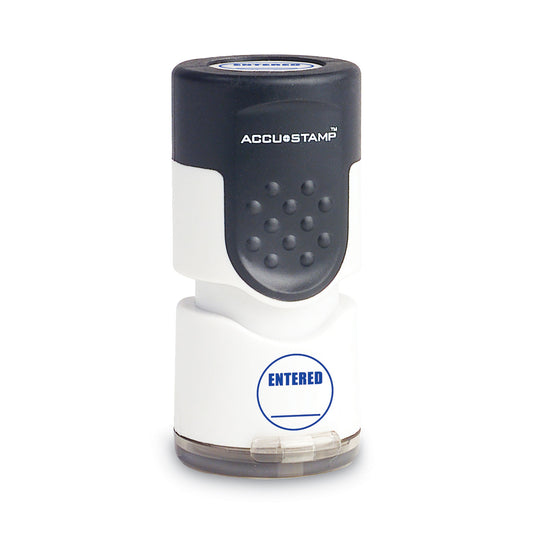 ACCUSTAMP Pre-Inked Round Stamp, ENTERED, 0.63" dia, Blue (035656)