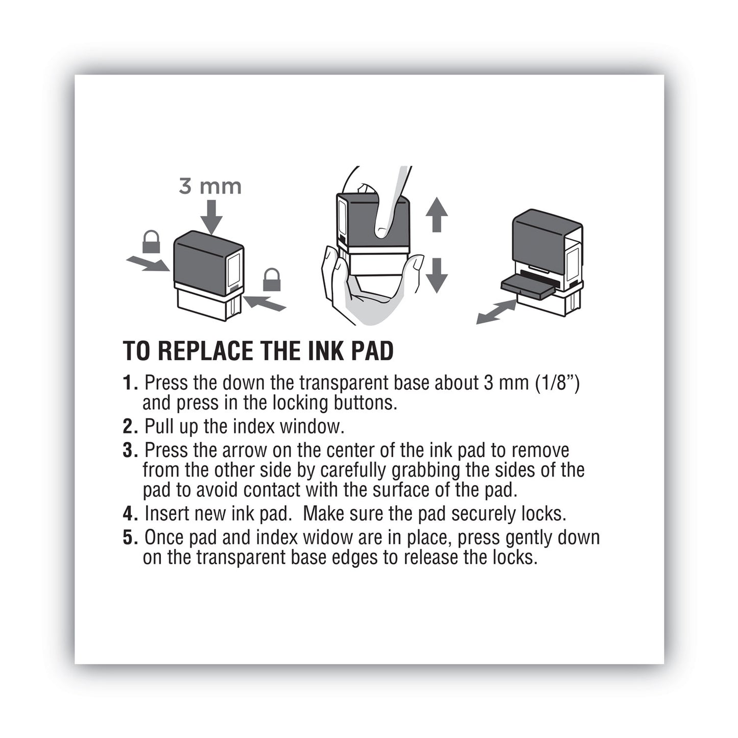 Replacement Ink Pad for 2000PLUS 1SI15P, 3" x 0.25", Black (065487)