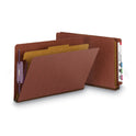 Smead End Tab Pressboard Classification Folders, Four SafeSHIELD Fasteners, 2" Expansion, 1 Divider, Legal Size, Red, 10/Box (29855)