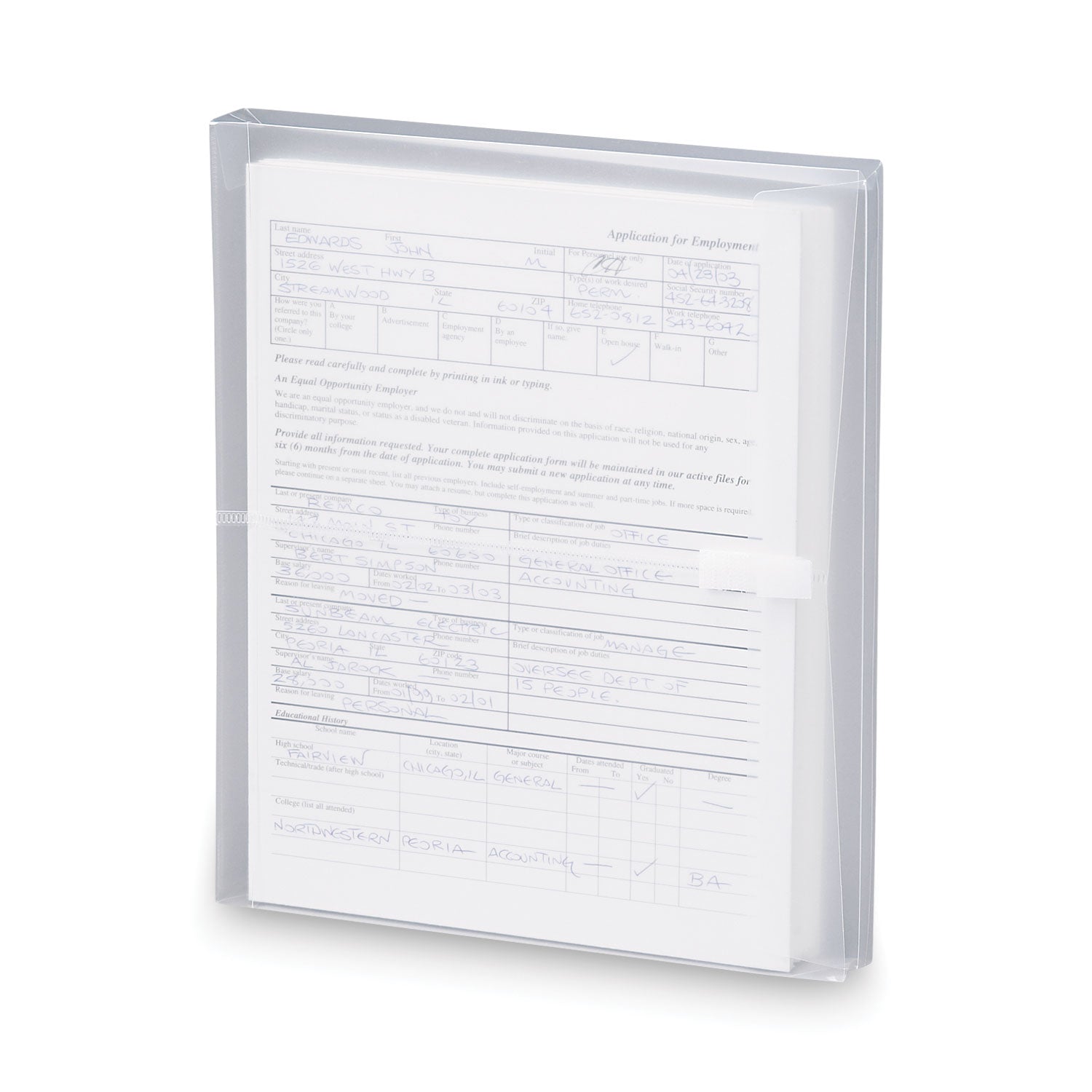 Smead Poly Side-Load Envelopes, Fold-Over Closure, 9.75 x 11.63, Clear, 5/Pack (89661)