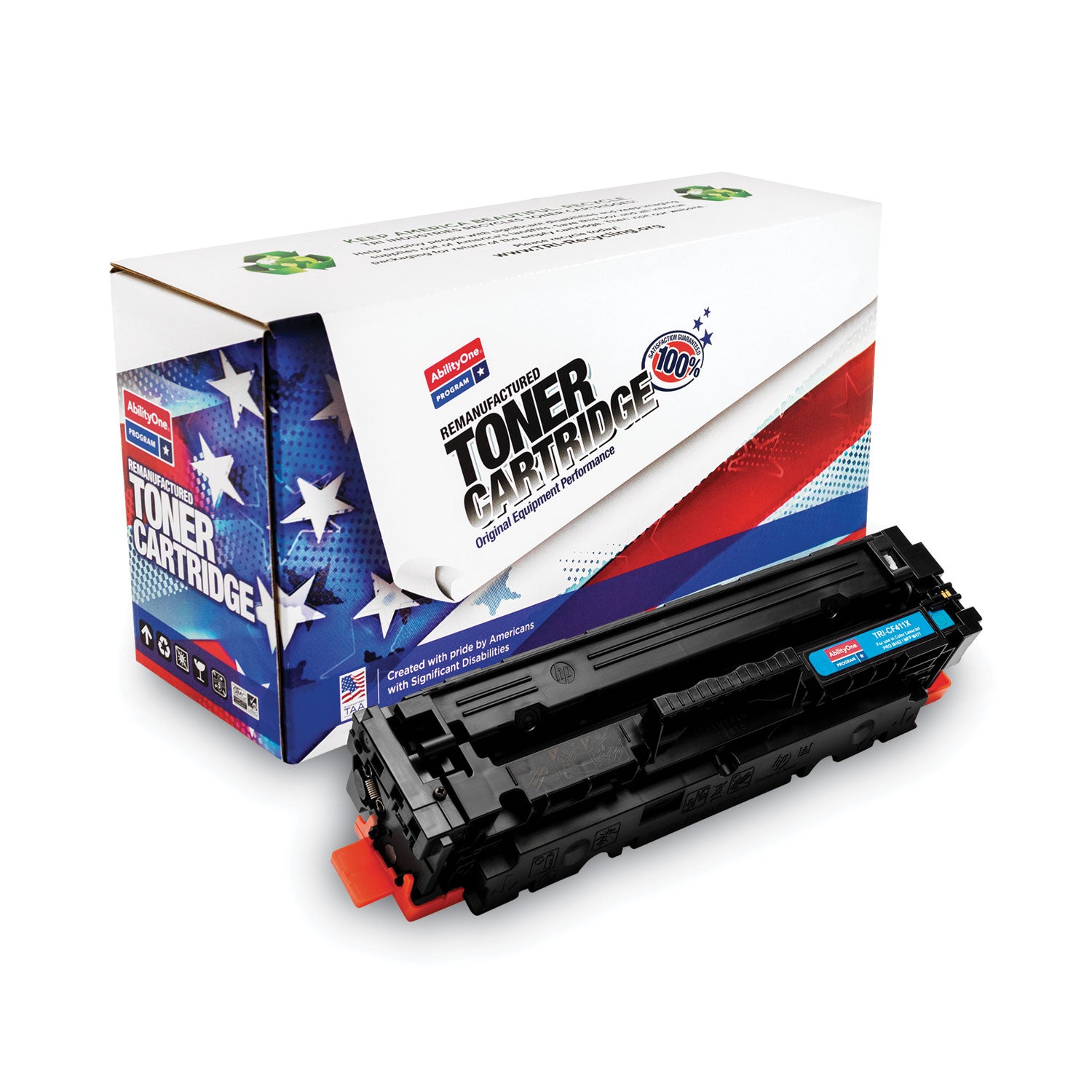 AbilityOne 7510016942428 Remanufactured CF411X (410X) High-Yield Toner, 5,000 Page-Yield, Cyan