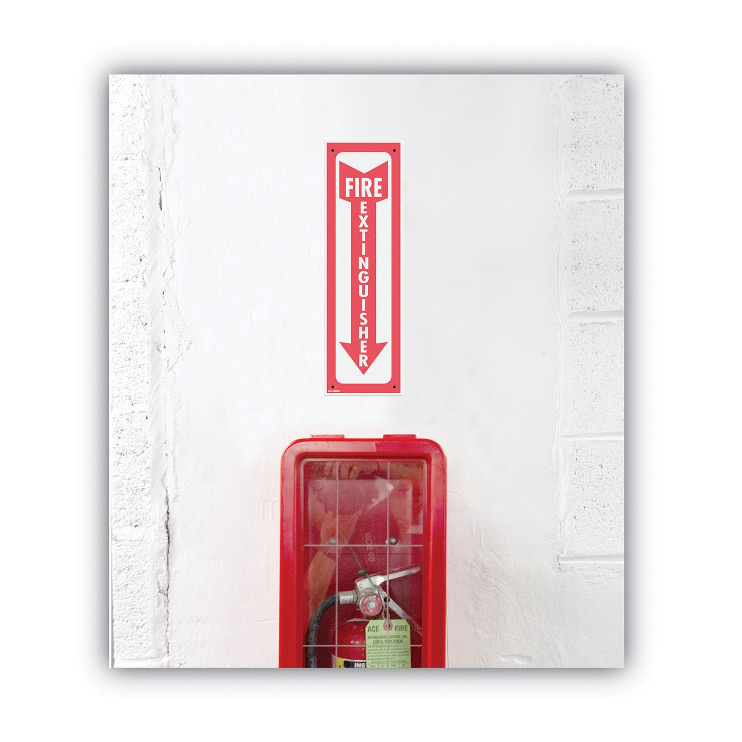 COSCO Glow-In-The-Dark Safety Sign, Fire Extinguisher, 4 x 13, Red (098063)