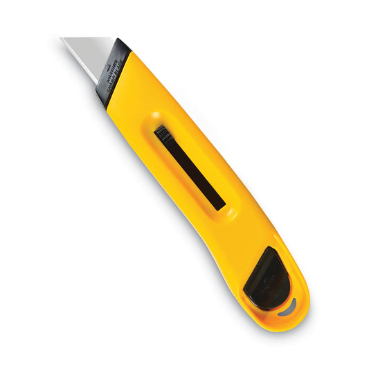 COSCO Plastic Utility Knife with Retractable Blade and Snap Closure, 6" Plastic Handle, Yellow (091467)