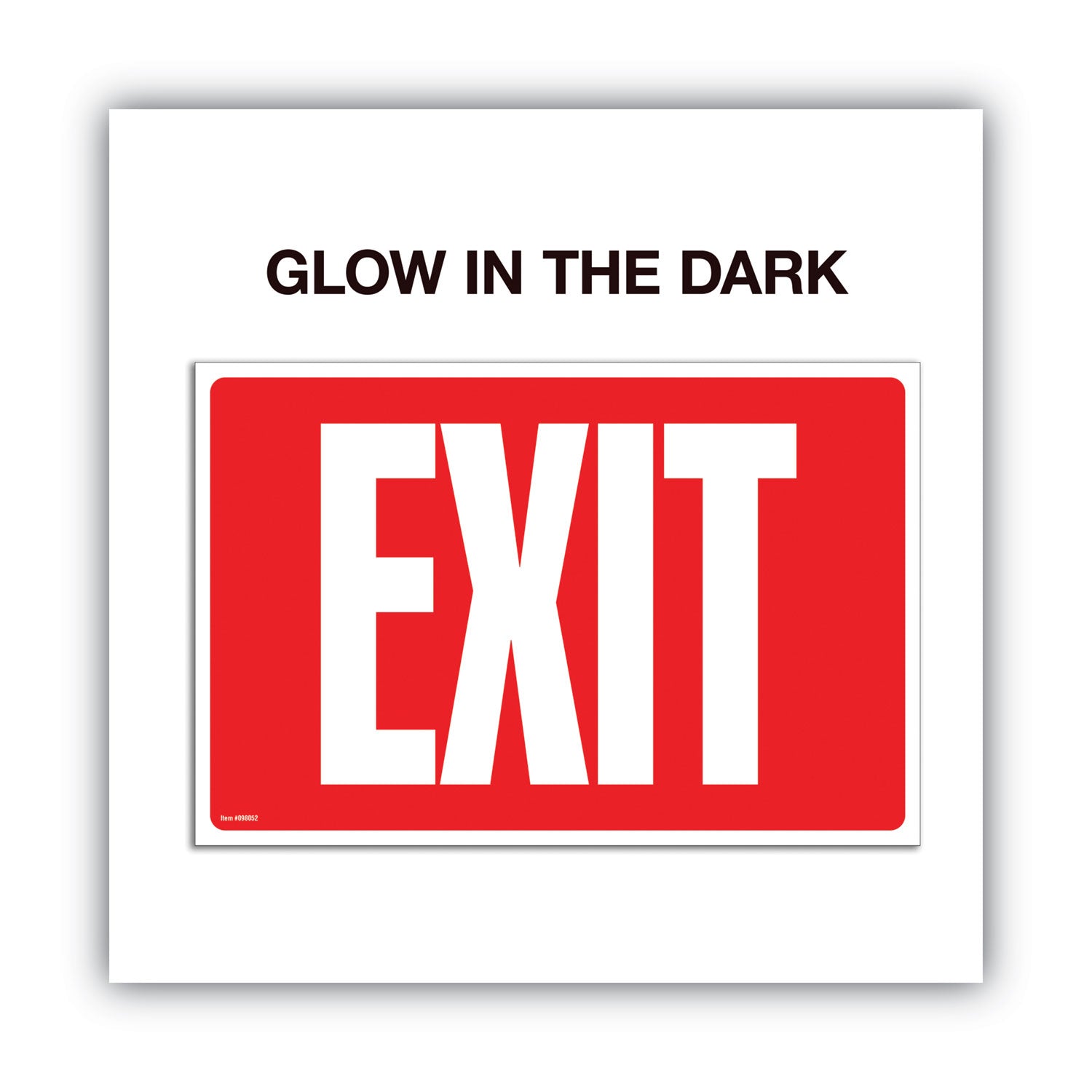 COSCO Glow-in-the-Dark Safety Sign, Exit, 12 x 8, Red (098052)