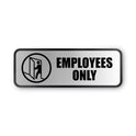 COSCO Brushed Metal Office Sign, Employees Only, 9 x 3, Silver (098206)