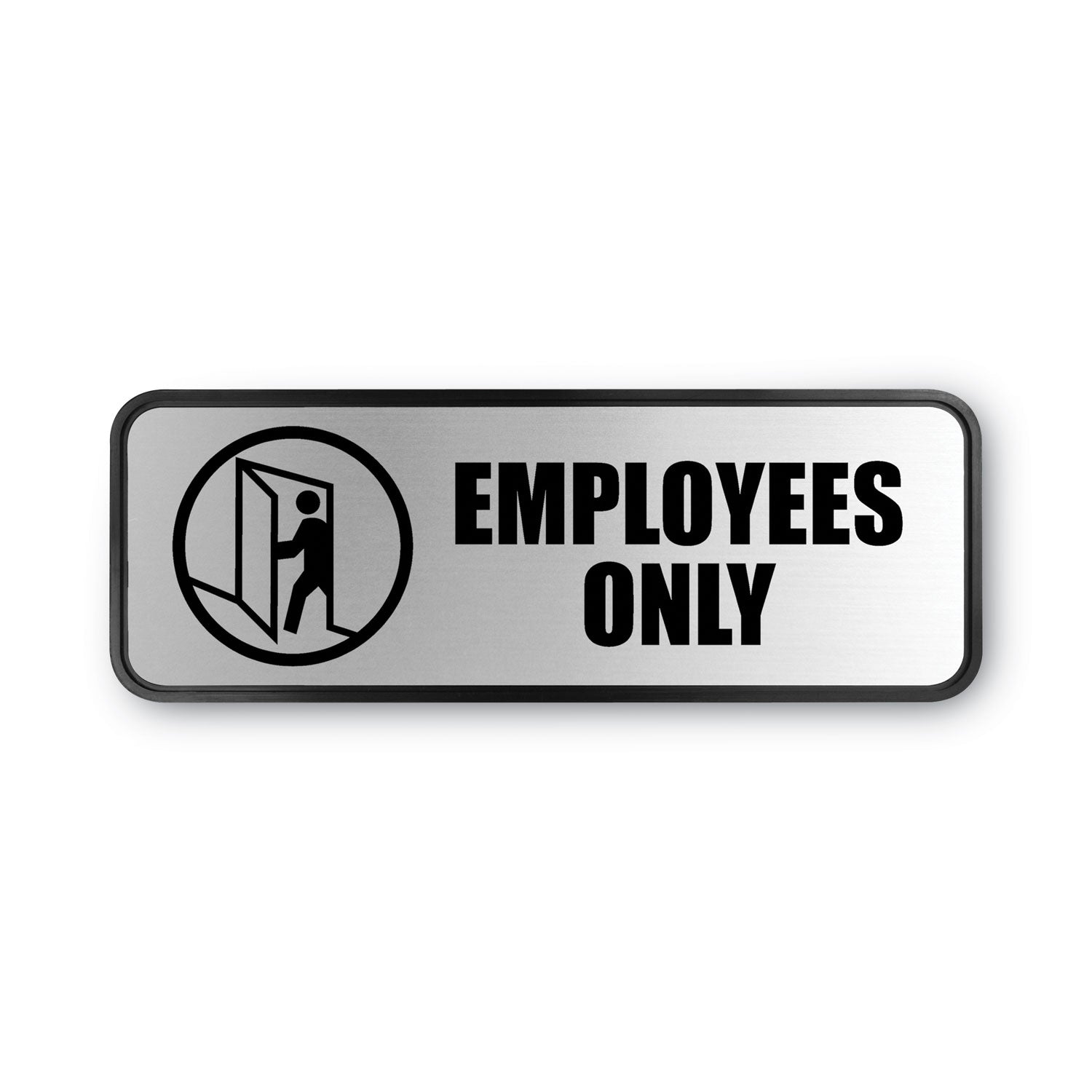 COSCO Brushed Metal Office Sign, Employees Only, 9 x 3, Silver (098206)