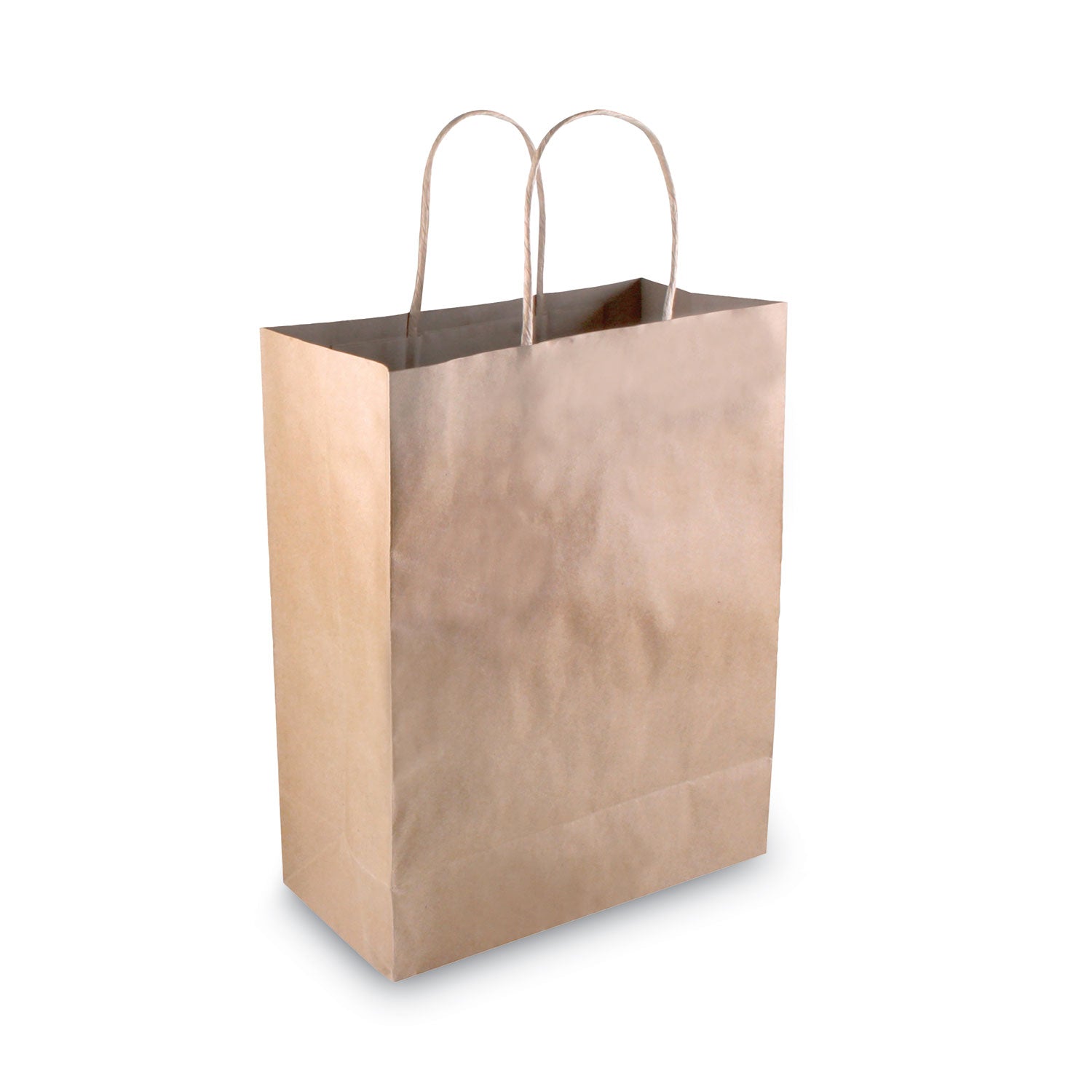 COSCO Premium Shopping Bag, Natural Twisted-Paper Handles, 8" x 4" x 10.25", Brown, 50/Box (098375)