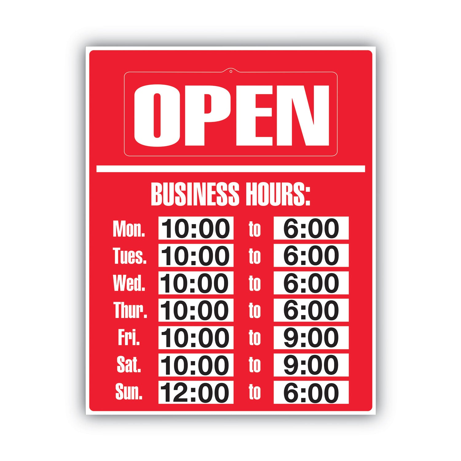 COSCO Business Hours Sign Kit, 15 x 19, Red (098072)