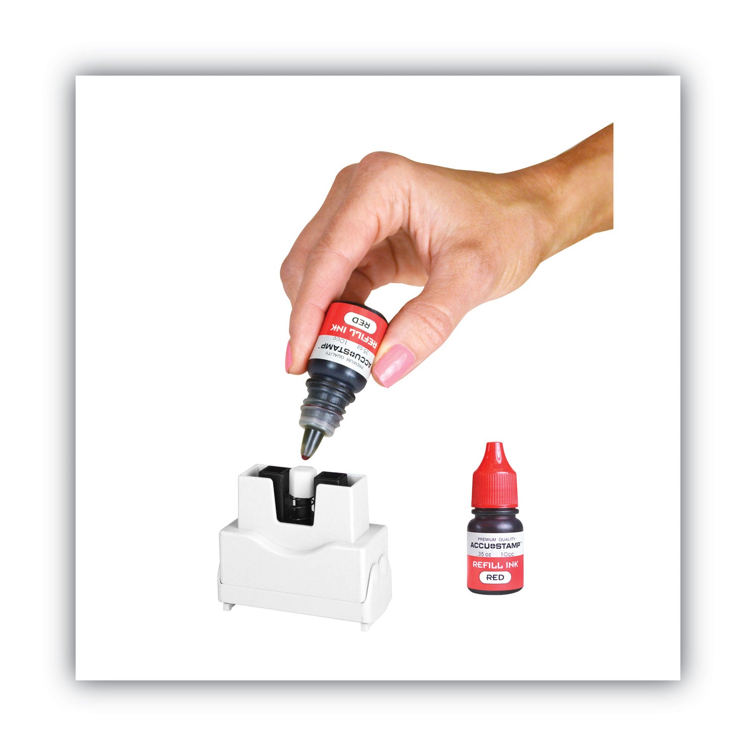 COSCO ACCU-STAMP Gel Ink Refill, 0.35 oz Bottle, Red (090683)