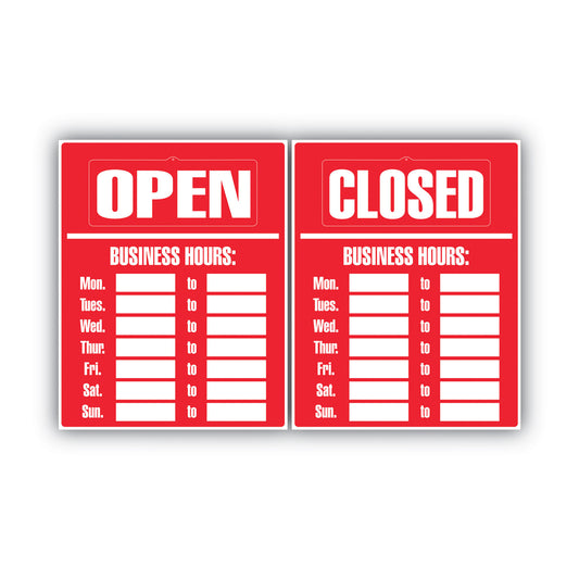 COSCO Business Hours Sign Kit, 15 x 19, Red (098072)