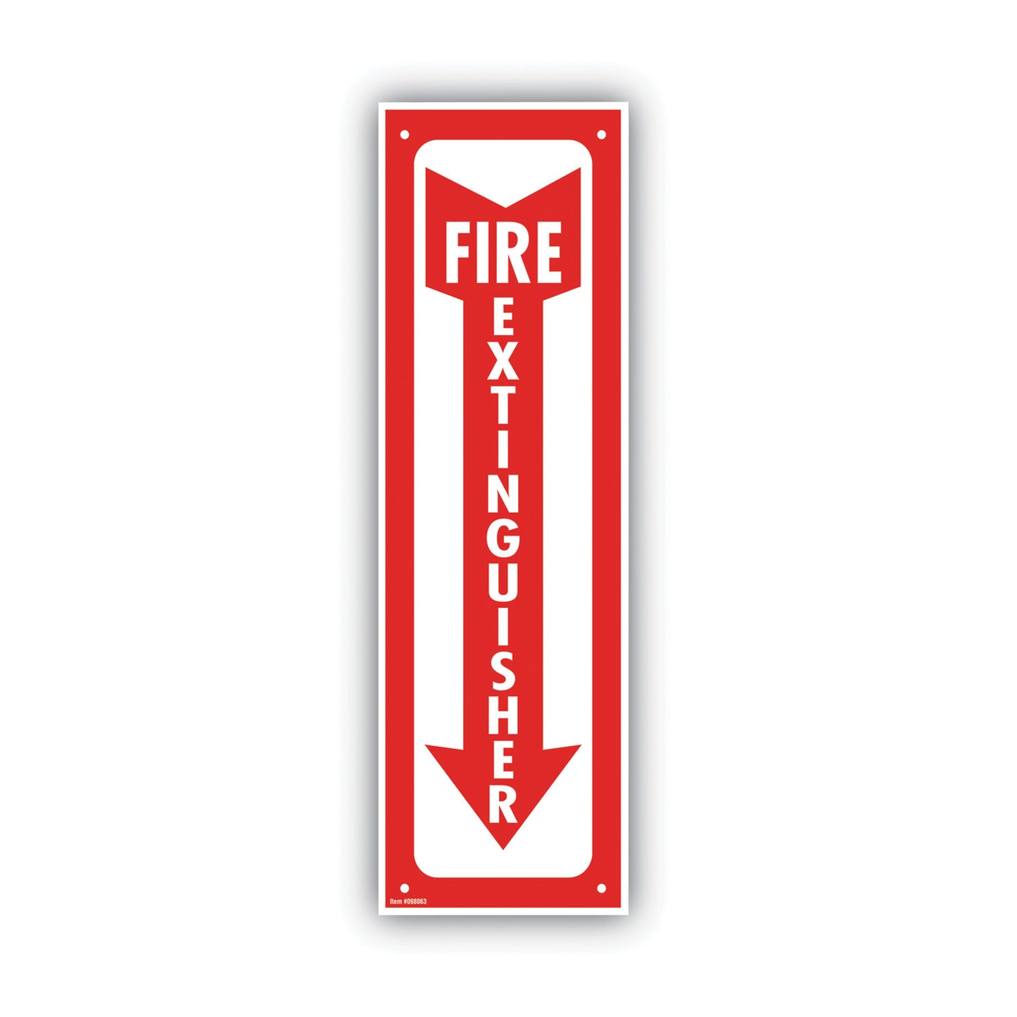 COSCO Glow-In-The-Dark Safety Sign, Fire Extinguisher, 4 x 13, Red (098063)