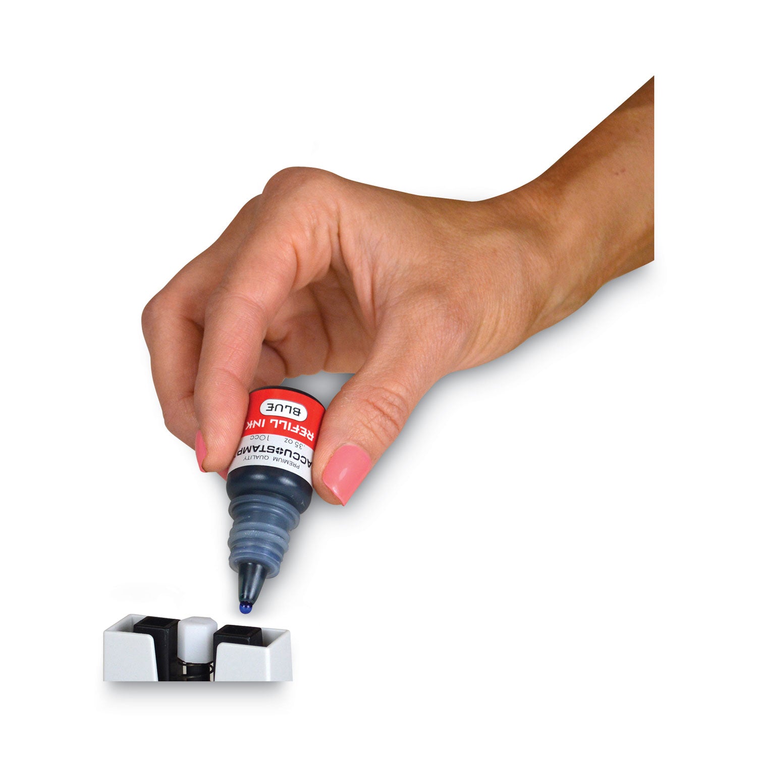 COSCO ACCU-STAMP Gel Ink Refill, 0.35 oz Bottle, Blue (090682)