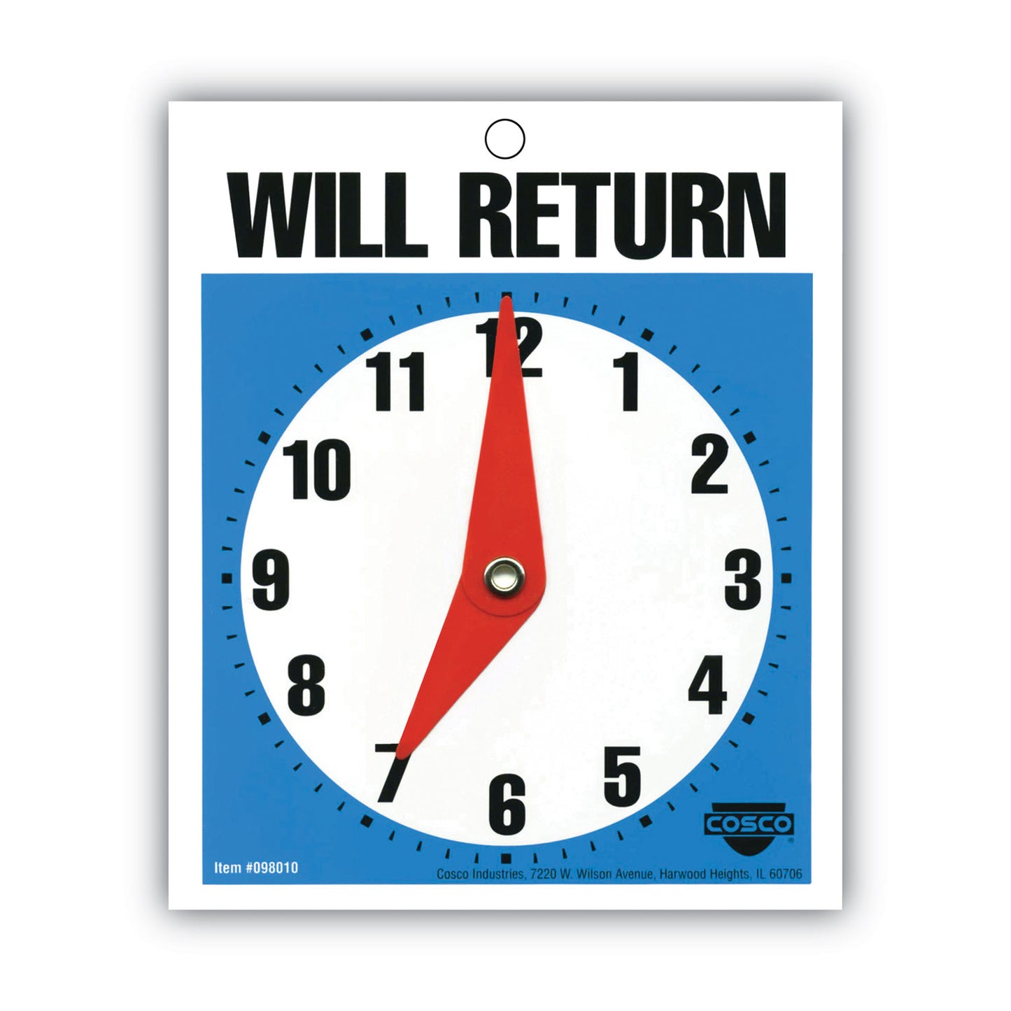 COSCO Will Return Later Sign, 5 x 6, Blue (098010)