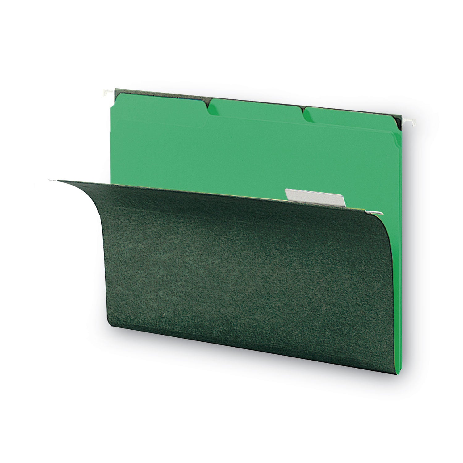 Smead Interior File Folders, 1/3-Cut Tabs: Assorted, Letter Size, 0.75" Expansion, Green, 100/Box (10247)