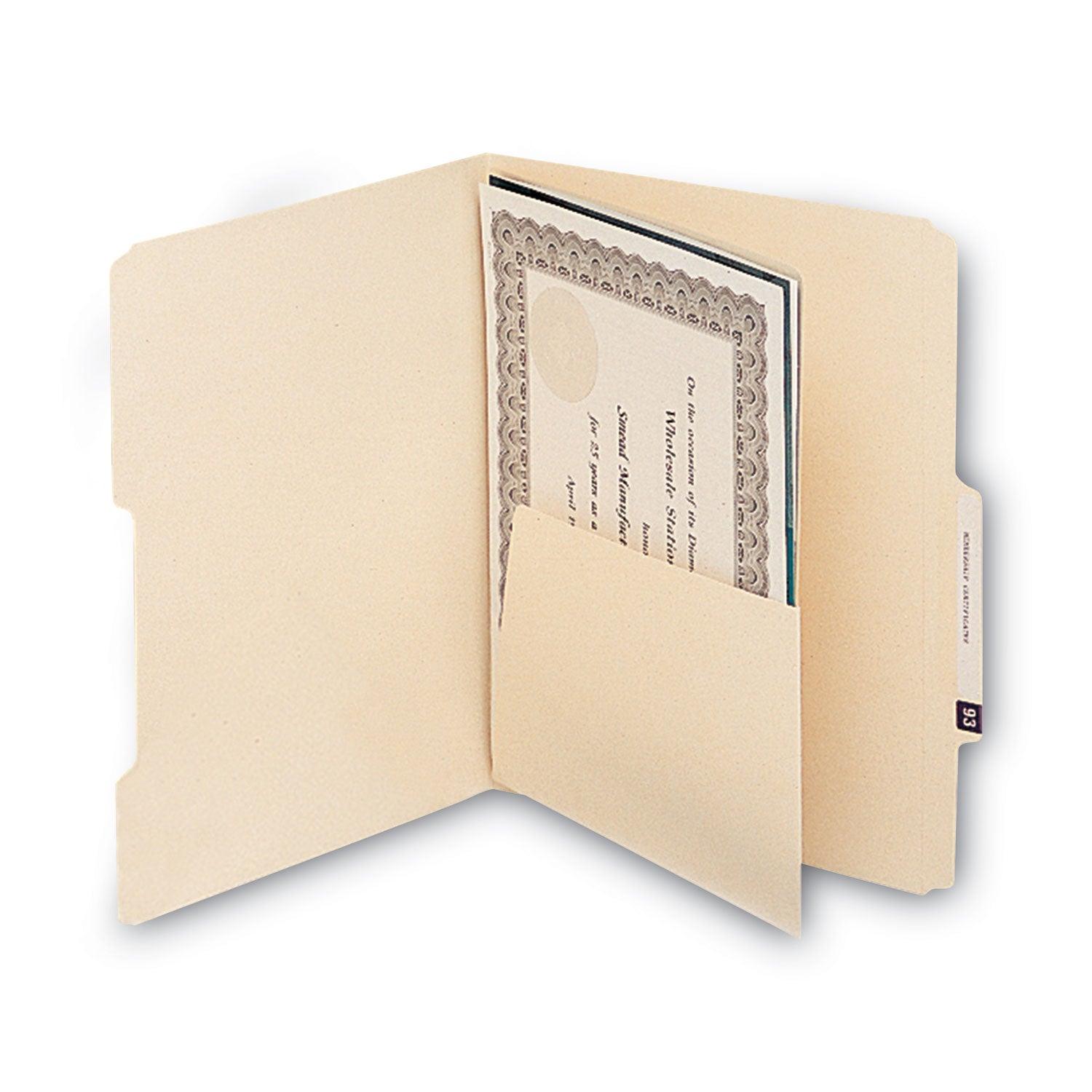 Smead Self-Adhesive Folder Dividers with 5.5" Pockets for Top/End Tab Folders, 1 Fastener, Letter Size, Manila, 25/Pack (68030)