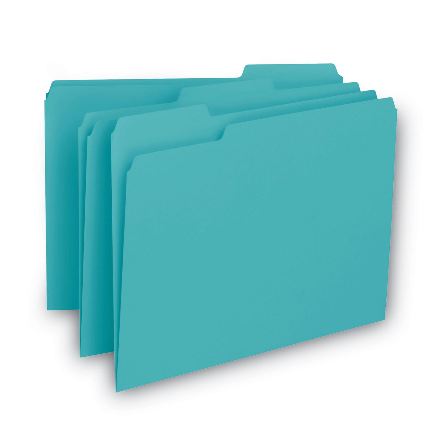 Smead Interior File Folders, 1/3-Cut Tabs: Assorted, Letter Size, 0.75" Expansion, Aqua, 100/Box (10235)