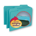 Smead Interior File Folders, 1/3-Cut Tabs: Assorted, Letter Size, 0.75" Expansion, Aqua, 100/Box (10235)