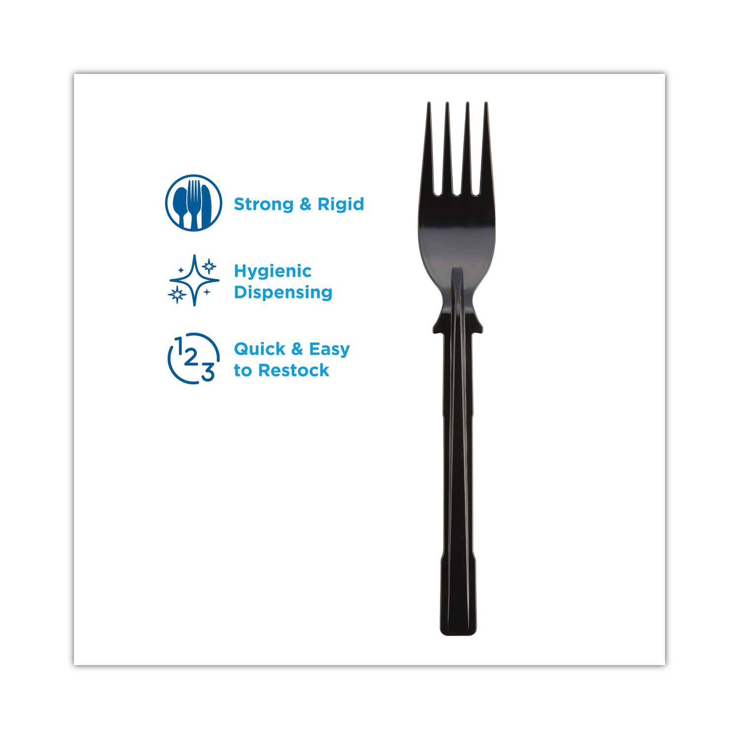 Dixie SmartStock Tri-Tower Dispensing System Cutlery, Forks, Mediumweight, Polystyrene, Black, 40/Cartridge, 24 Cartridges/Carton (DUSSF5)