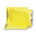 Smead Heavyweight Colored End Tab Fastener Folders, 0.75" Expansion, 2 Fasteners, Legal Size, Yellow Exterior, 50/Box (28940)