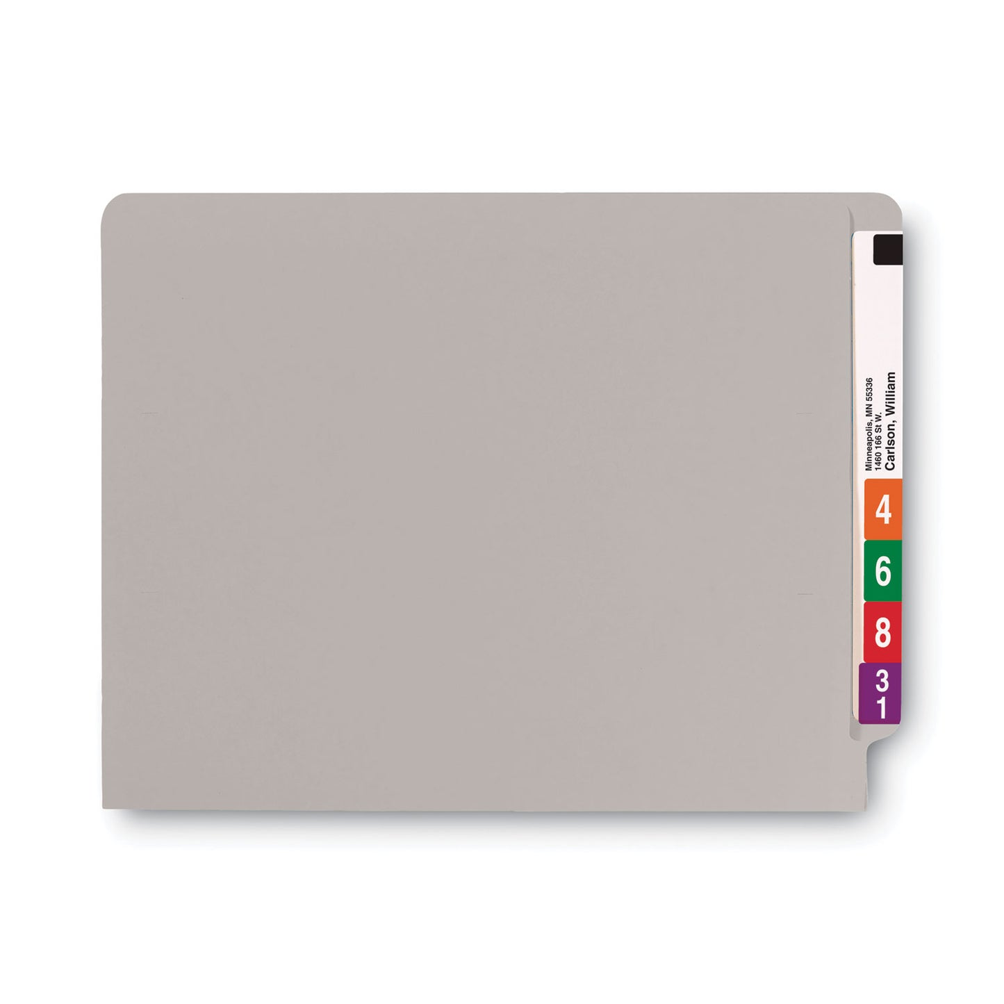 Smead Shelf-Master Reinforced End Tab Colored Folders, Straight Tabs, Letter Size, 0.75" Expansion, Gray, 100/Box (25310)