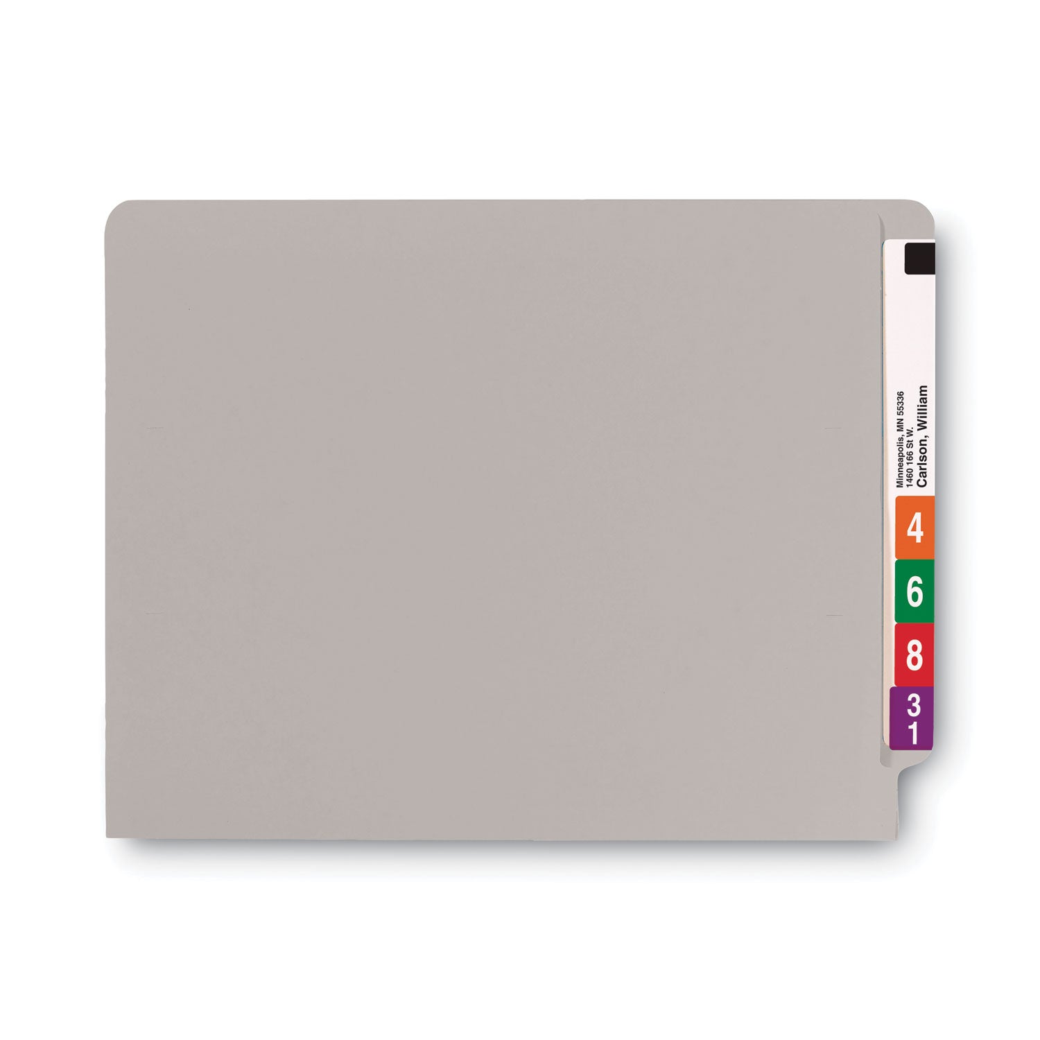 Smead Shelf-Master Reinforced End Tab Colored Folders, Straight Tabs, Letter Size, 0.75" Expansion, Gray, 100/Box (25310)