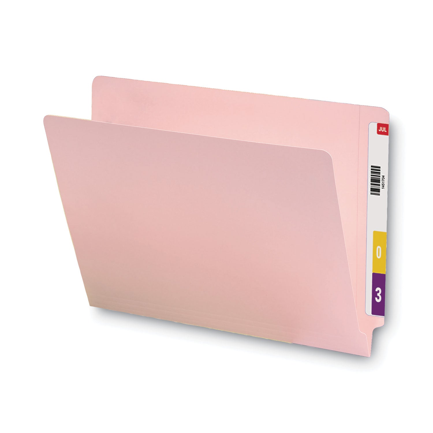 Smead Shelf-Master Reinforced End Tab Colored Folders, Straight Tabs, Letter Size, 0.75" Expansion, Pink, 100/Box (25610)