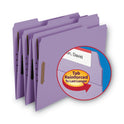 Smead Top Tab Colored Fastener Folders, 0.75" Expansion, 2 Fasteners, Letter Size, Lavender Exterior, 50/Box (12440)
