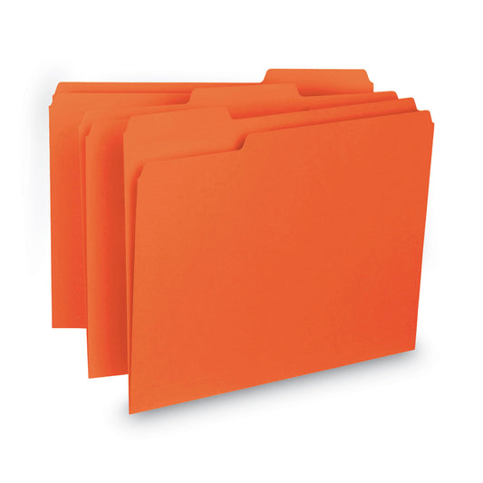 Smead Interior File Folders, 1/3-Cut Tabs: Assorted, Letter Size, 0.75" Expansion, Orange, 100/Box (10259)