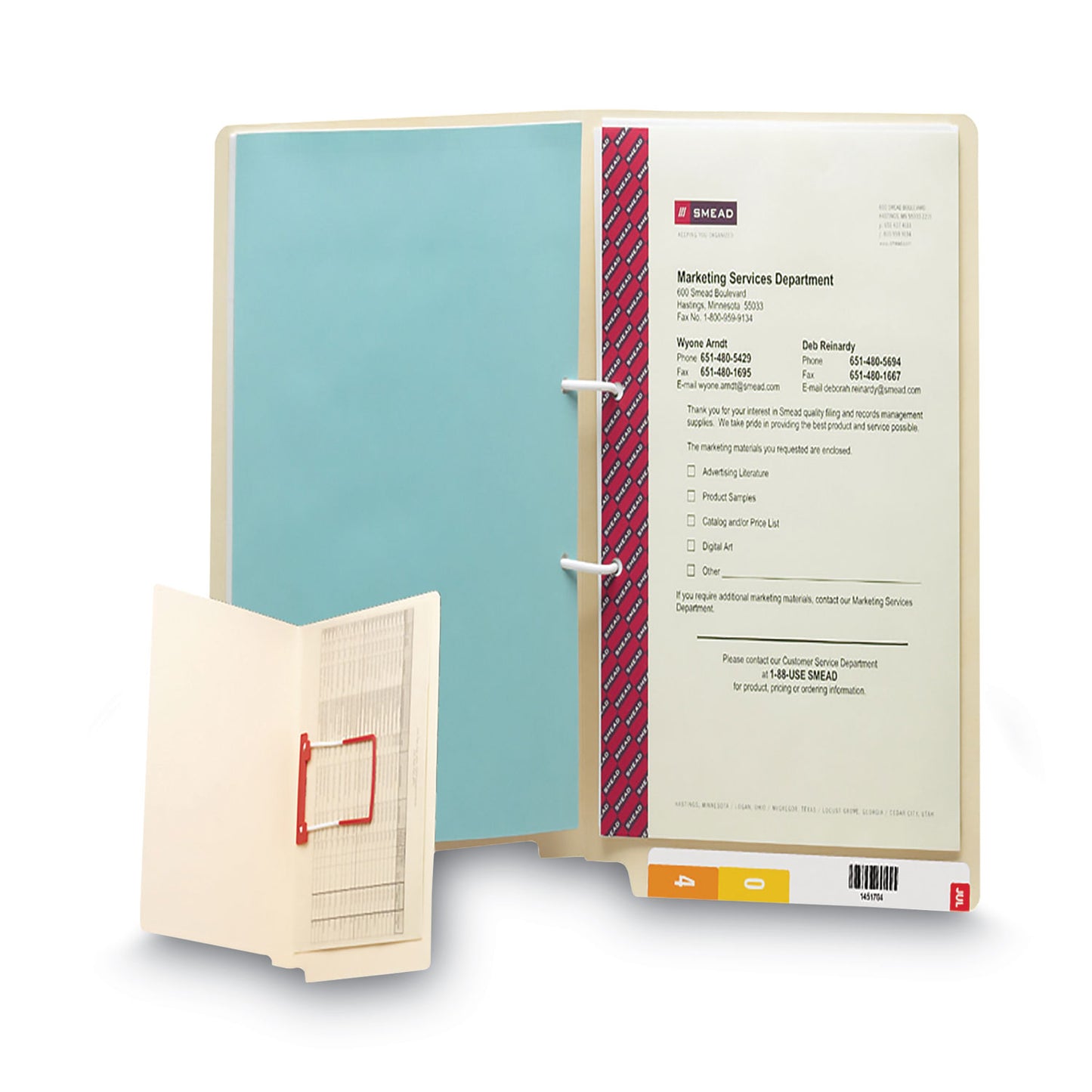 Smead Heavyweight Manila Reinforced End Tab U-Clip Fastener Folders, 0.75" Expansion, 1 Fastener, Letter Size, Manila, 50/Box (34112)