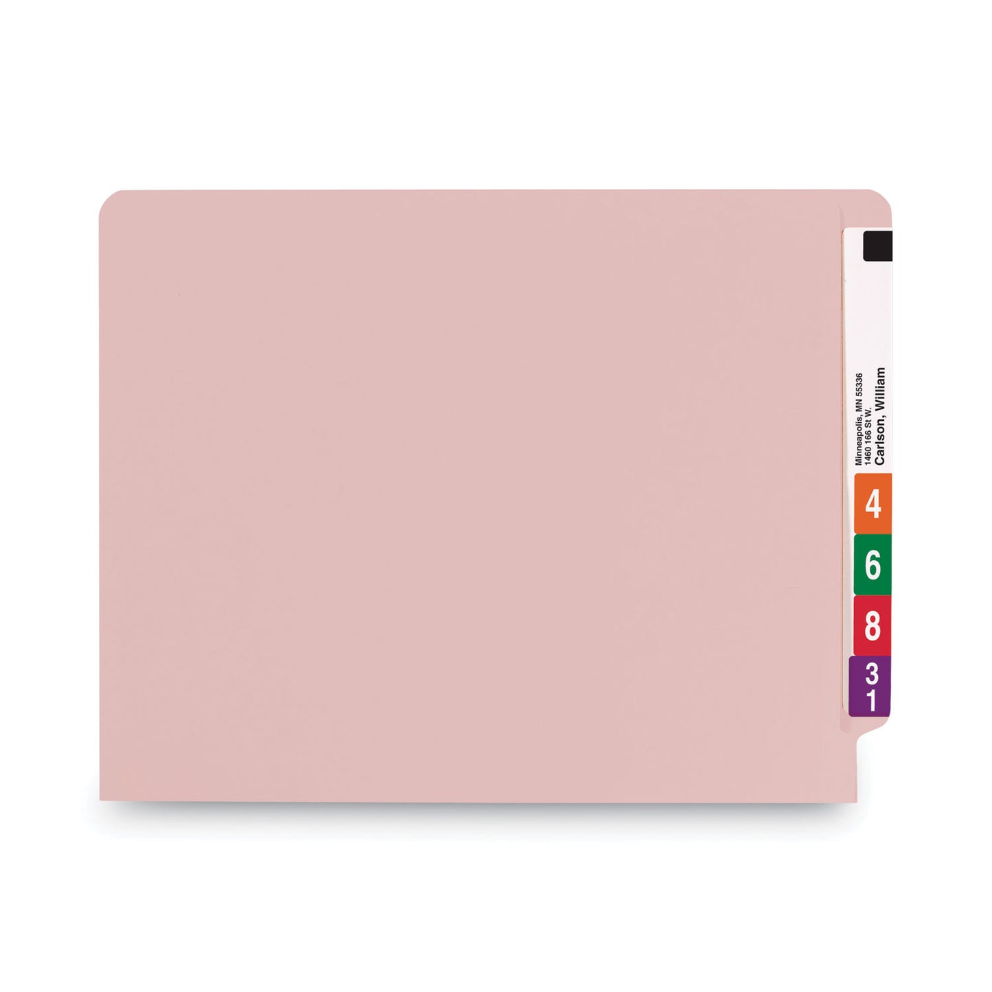 Smead Shelf-Master Reinforced End Tab Colored Folders, Straight Tabs, Letter Size, 0.75" Expansion, Pink, 100/Box (25610)